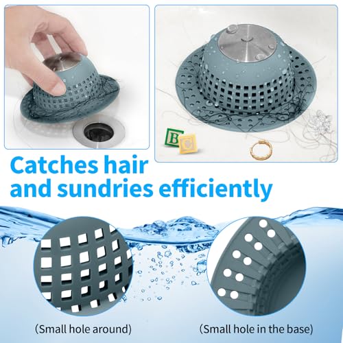 Aluvor Shower Drain Hair Catcher Bathtub Drain Cover Sink Drain Protector | Bathroom Sink & Bathtub Drain Strainer for Pop-Up & Regular Drains, Silver Greyish Blue - color: Silver Greyish Blue