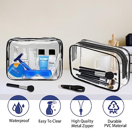 16 Pieces Clear Makeup Bags Bulk, TSA Approved Toiletry Bag for Travel, PVC Waterproof Travel Small Pouches Clear Pouch with Zipper for Men and Women Carry-on Travel Essentials Cosmetic Bags (Black) - color: Black