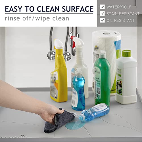 Heavy Duty Silicone Under Sink Mats for Kitchen Waterproof 19" x 19", Extra Thick Under Sink Rubber Mat Drip Tray, Raised Edge Under Sink Liner,Prevent Drips, Leaks, Spills,Grey - color: Gray, size: 19'' x 19'' x 1''