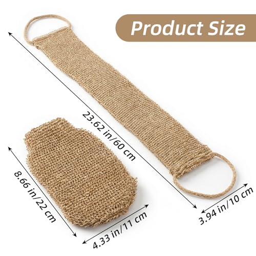 2 Pack Exfoliating Back Scrubber for Shower, Extra Rough Exfoliating Washcloth Towel and Shower Bath Glove, Natural Body Exfoliator, Deep Clean Back Scrubber Spa Tool for Glowing Skin