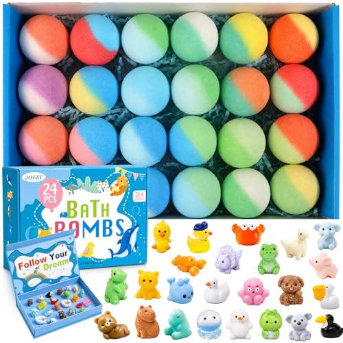 Bath Bombs for Kids with Surprise Inside, 24 Pack Kids Bath Bombs with Toys Inside Gift Set, Kid Bubble Bath Fizzy for Girls Boys with Bath Toys - color: Blue Edition