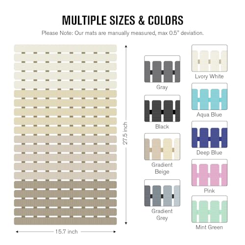 MBOSS Bath Tub Shower Mat Non Slip Bathtub Mats for Bathroom Shower Floor Mat Bath Mats for Shower Tub Anti Slip Shower Mat with Drain Hole and Large Suction Cups - color: 4-color Gradient Beige, size: 27.5" x 15.7" (Rectangular)