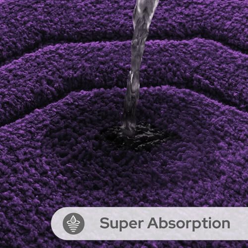 HOMEIDEAS Bathroom Rugs Sets 2 Piece, Extra Soft and Absorbent Microfiber Plush Bath Mat with Non Slip Backing(Purple) - color: Purple