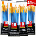 Acrylic Paint Brush Set, 4 Packs / 40 pcs Nylon Hair Brushes for All Purpose Oil Watercolor Painting Artist Professional Kits - size: 40pcs