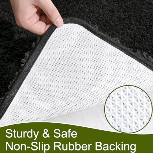 AROGAN Luxury Non Slip Bathroom Rug, Thick Soft and Absorbent Microfiber Bath Mat, Rubber Backing Quick Dry Rugs Carpets, Machine Washable Plush Mats for Shower Floor, Bathroom, 24x36 Inch Black - color: Black, size: 2' X 3' (24" X 36")
