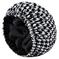 Shower Cap for Women Terry Lined Bath Cap Large Reusable Waterproof Elastic Black Houndstooth Shower Caps for Long Thick Hair Soft Bath Shower Hair Caps - color: Black Houndstooth
