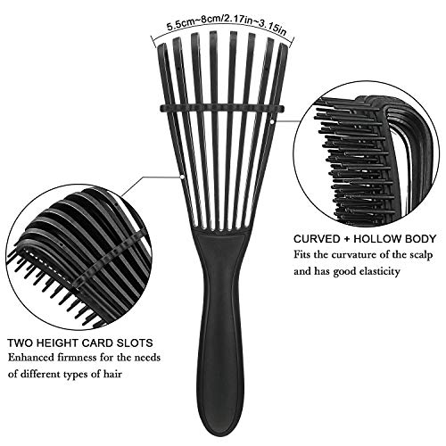2 Pieces Detangling Brush for Afro America/African Hair Textured 3a to 4c Kinky Wavy/Curly/Coily/Wet/Dry/Oil/Thick/Long Hair, Knots Detangler Easy to Clean (Beige, Black) - color: Beige, Black