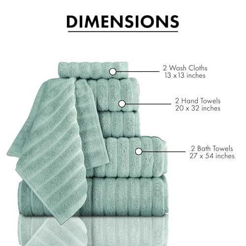 Classic Turkish Towels CTT Luxury 6 Piece Towel Set, 100% Turkish Cotton, Quick Drying, Highly Absorbent & Comfy, Includes 2 Bath Towels, 2 Hand Towels & 2 Washcloths | (Spa Green) - color: Spa Green, size: 6-Piece Towel Set