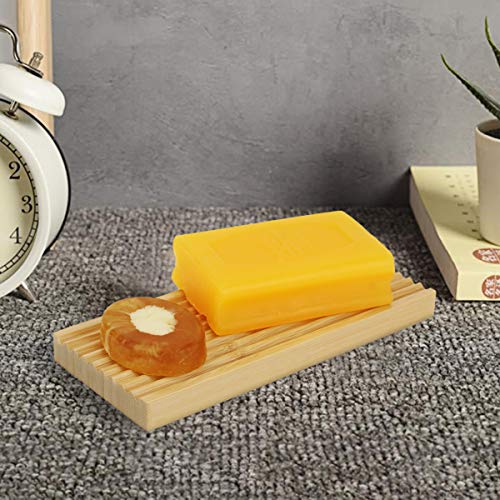 Bamboo Soap Dish, Bar Soap Holder for Shower Bathroom, Kitchen, Wooden Tray for Soap