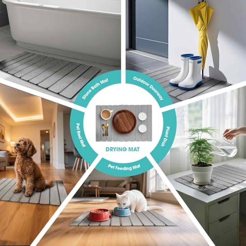 Dish Drying Mat Stone Bath Mat Diatomaceous Earth Stone Drying Mat For Kitchen Counter Sink Bath Mat Quick Dry Non Slip Foldable Dish Drying Rack Mat Large(24"×16" Dark Grey) - size: 24" x 16"
