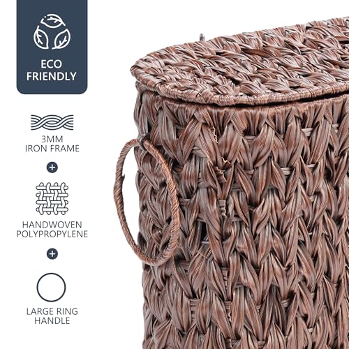 Coeusy Toilet Paper Basket with Lid, Wicker Basket for Bathroom Organizers and Storage, Holds Up to 6 Mega Rolls, Decorative Hand-Woven Rattan Bathroom Decor Accessories, Brown - color: Brown