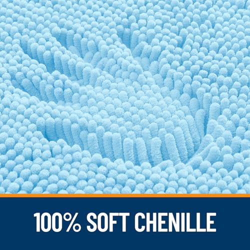 OLANLY Bathroom Rugs Sets 2 Piece, Soft Absorbent Chenille Bath Mats and U-Shaped Contour Toilet Mat Area Rug Set, Machine Washable Bath Carpet, Home Decor Accessories(24"x16"+24"x20", Sky Blue) - color: Sky Blue, size: 24" X 16" + U24" X 20"