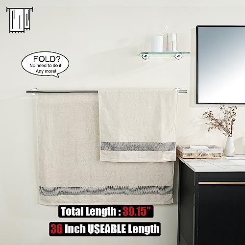 JQK Double Bath Towel Bar, 39 Inch 304 Stainless Steel Thicken 1mm Towel Rack for Bathroom, Bath Towel Holder Polished Chrome Wall Mount, Useable Length 36 Inch, TB100L36-CH - color: Polished Chrome, size: 39 Inch