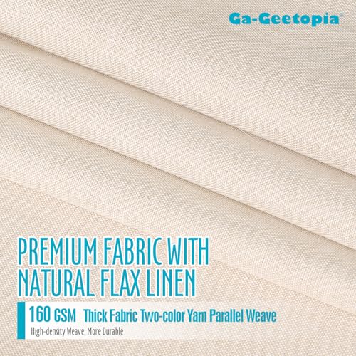 Ga-Geetopia Linen Textured Shower Curtain Set with Hooks, Boho Farmhouse Bath Shower Curtains for Beige Bathroom Neutral Cloth, Hotel Luxury, Weighted Hem, 72W x 72L, Cream - color: Linen | With Hooks, size: 72"W x 72"L (Pack of 1)