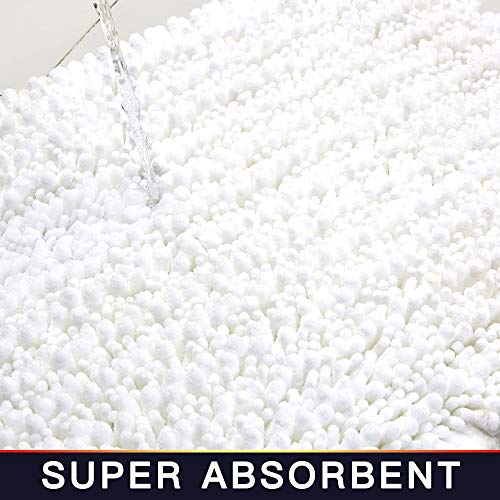 Walensee Bathroom Contour Rug Non Slip Toilet U Shaped Bath Mat (20x24, White) Water Absorbent Super Soft Shaggy Chenille Machine Washable Dry Extra Thick Perfect Absorbant Best Plush Carpet - color: White, size: 20"x24" Contour Rug