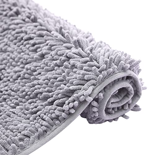 Non-Slip Bath Rug,Extra Soft Microfiber Bedroom Shag Carpet with Anti-Slip Backing,Water/Dust Absorbent Fast Dry Shower Mat,Sound Insulated Stairs Pad,Machine Washable (Grey,12 x 24 Inches) - color: Grey, size: 2' x 1' (Rectangular)
