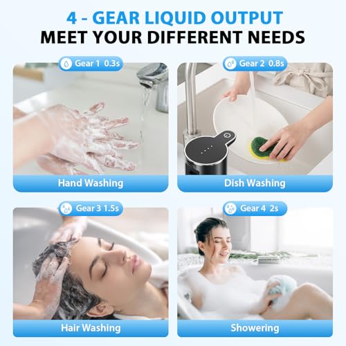 Fantictas Automatic Foaming Soap Dispenser Touchless, 4 Adjustable Levels | Foam Soap Dispenser 380ML, USB Charging Wall Mount for Kitchen & Bathroom, IPX5 Waterproof - color: Black