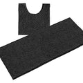 LuxUrux 2-Piece Bathroom Rug Set – Plush Chenille Runner & U-Shaped Toilet Mat, Soft, Absorbent & Non-Slip Design - color: Black, size: 2 Piece Set - X Large