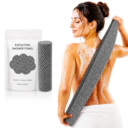 Blissal Exfoliating Towel, Back Scrubber for Shower, Exfoliating Washcloth | Easy Back Reach, Gentle Daily Exfoliation, Quick-Dry Loofah Alternative