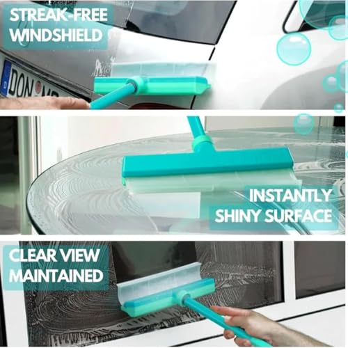 Scratch-Free & Streak-Free Squeegee 5-Piece Set for Glass Cleaning, Recyclable Silicone Window Squeegee Kit, Ultra-Flexibles 3 in 1 Windows Cleaning Scraper, for Windows, Mirrors, Car (Green) - color: Green