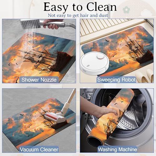 Elightvap Bath Mat Sailboat Landscape Bathroom Rug,Soft and Non Slip Bath Rugs,Quick Drying Machine Washable Floor Mat 17 * 29.5 Inches for Shower Room,Bathtub,Kitchen Bathroom - color: Sailboat Landscape