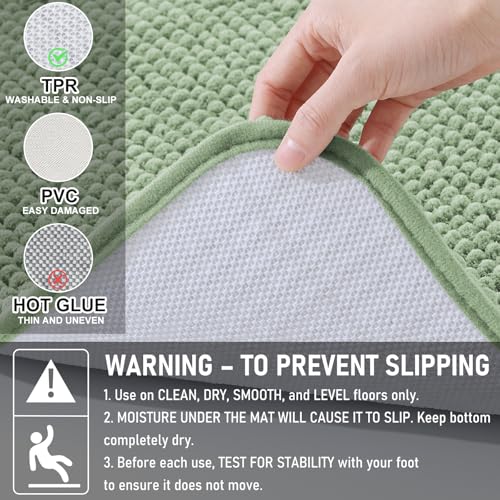 Arotive Bathroom Rugs 60" x 24", Ultra Soft Absorbent Chenille Bath Rugs, Rubber Backing, Machine Washable Bath Mats for Bathroom Floor, Tub and Shower, Home Decor Accessories, Sage Green - color: Sage Green, size: 60" X 24"