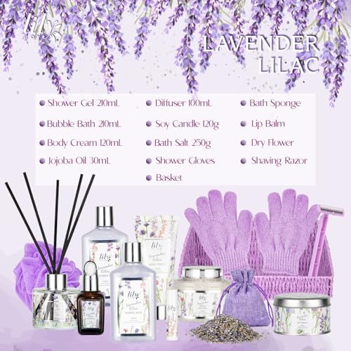 15Pcs Spa Bath Gifts Set Kit - Relaxing Lavender Spa Gift Baskets for Women