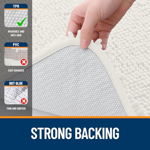 OLANLY Bathroom Rugs Sets 3 Piece, Soft Absorbent Chenille Bath Mats and U-Shaped Contour Toilet Rug, Quick Dry, Home Decor Accessories, Bath Mat Set for Bathroom (30"x20"+24"x16"+24"x20", Ivory) - color: Ivory, size: 30" X 20" + 24" X 16" + U24" X 20"