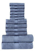 HILLFAIR 12 Piece- 600 GSM Cotton - Hotel Spa Towels Set- 2 Bath Towels, 4 Hand Towels, 6 Washcloths- Absorbent Super Soft Cotton Towels Set- Blue- 100% Cotton - color: Wedgewood Blue, size: 12 Piece Towel Set