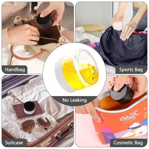 Accmor 10 Pcs Mini Travel Containers, Small Glass Jars with Black Lids, 0.18/0.35/0.53/0.7/1 OZ Makeup Sample Containers, Inner Liners & 5 Spatulas, LeakProof Jars for Creams, Lotion, Essential Oils - color: Black