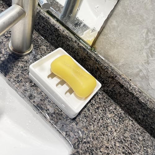 Ceramic Soap Dish Bar Soap Holder Double Layer Soap Tray Draining by Lofekea