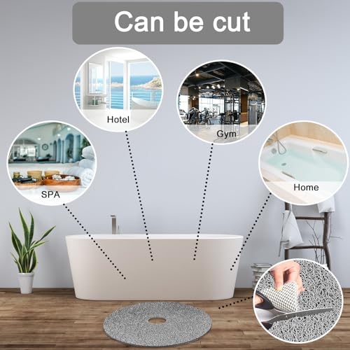 Shower Mat Non Slip, Round Shower Mat for Inside Shower, Non Slip Bathtub Mat, Fast Drying Bath Tub Mats, Loofah Mat for Shower Bathroom, Quick Drying, Resistant (Grey, 32 x 32 Inch) | 32inch Shower Mat for Inside Shower Non Slip Bathtub Mat, Loofah Mat f