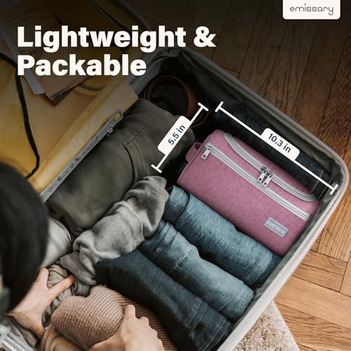 emissary Hanging Travel Toiletry Bag for Men, Dopp Kit - Pink | Built-in hook, waterproof wipe-clean lining, clear & mesh pockets; men's travel toiletry organizer, folds flat - color: Pink