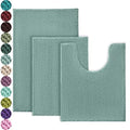 Urvoix Bathroom Rugs Sets 3 Piece, Non-Slip Chenille Bath Rug - Ultra Soft, Washable, Super Absorbent Bath Mat for Bathroom, Toilet and Tub (Aqua Sea) - color: Aqua Sea