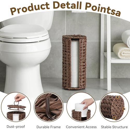 GRANNY SAYS Toilet Paper Storage Basket with Lid, Toilet Paper Holder Stand, Waterproof Organizer for Bathroom, Bathroom Baskets for 3 Mega Rolls, Brown - color: Brown, size: 6¾"D(For 3 Roll)