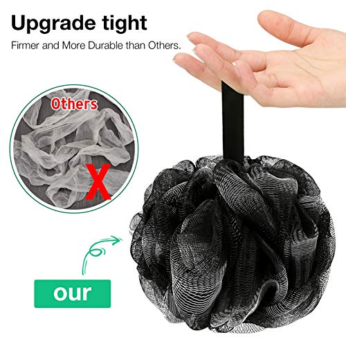 DadyMart Bath Shower Loofah Sponge 60g Bath Mesh Pouf Shower Ball Body Scrubber Exfoliating Bath Sponge for Women and Men, Set of 4, Black - style: Black M