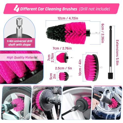 55PCS Pink Car Detailing Kit Interior Cleaner with High Power Handheld Vacuum, Car Wash kit with Detailing Brush Set,Car Interior Detailing Kit,Car Accessories for Cars,Gifts for Women - color: Pink