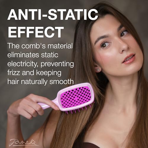 Janeke Superbrush Detangling Brush for Soft Smoothing Hair Brushing with Anti-Static Bristles - Vented Wet Hair Brush for Blow Drying Use - Perfect for Curly, Thick, Wavy, Fine Hair Types (Lilac-Fux) - color: Lilac/Fux Superbrush