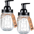 SheeChung Mason Jar Foaming Soap Dispenser-Rustproof Stainless Steel Lid & Foaming Soap Pump, Refill Foam Hand Soap Dispenser Glass for Bathroom Kitchen Vanities, Countertops-Black (2 pk) - color: Black-2pcs