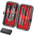 Manicure Set Men Finger and Toe Nail Clippers Set Professional Manicure Pedicure Kit with Travel Case Personal Care Tools Accessories Nail Grooming Kit Gifts for Men Women Father Mother - color: Black and Red