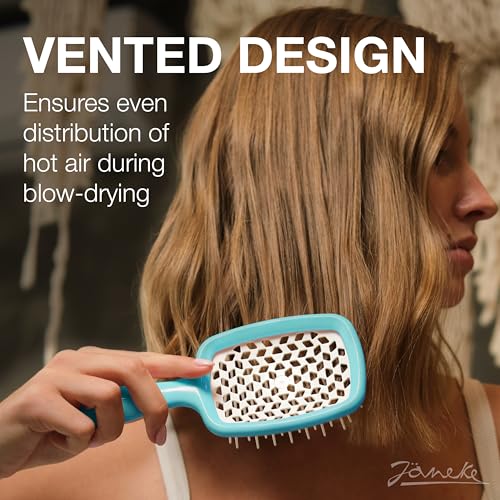 Janeke Original Patented Superbrush Detangler Brush Anti-static Hairbrush Easy For Wet or Dry Use Flexible with Nylon Bristle Great for All Hair Types - Long Thick Curly (Tiffany) - color: Tiffany Superbrush