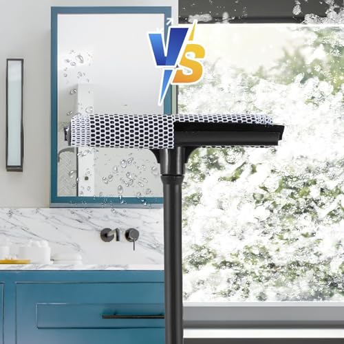 15.9" Plastic Handle Window Squeegee for Home, 2-in-1 Auto Window Cleaner with Sponge Car Windshield Squeegee for Gas Station, Shower, Glass & Outdoor