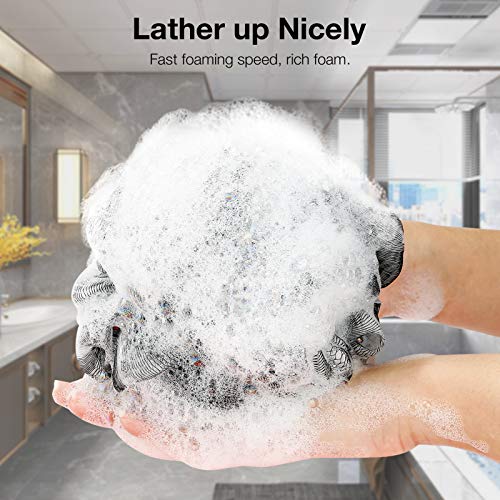 DadyMart Bath Shower Loofah Sponge 60g Bath Mesh Pouf Shower Ball Body Scrubber Exfoliating Bath Sponge for Women and Men, Set of 4, Black - style: Black M