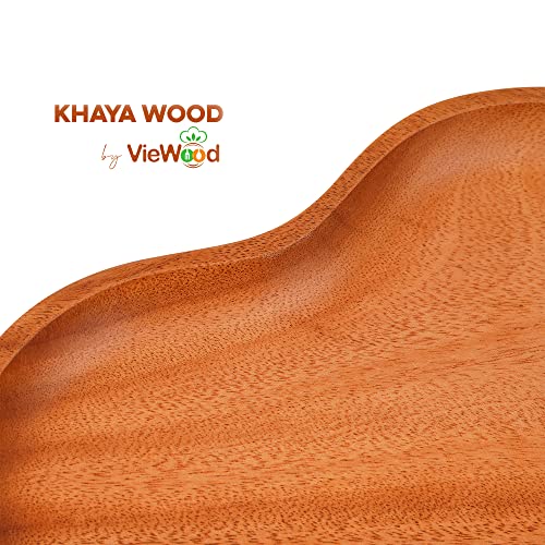 VieWood Heart Wooden Plates Set of 3 Unbreakable Classic Appetizer Plates, Easy Cleaning & Light weight for Dishes Snack, Dessert (Khaya, 4.1" & 6.3" & 8.7") - color: Heart Wood Plates (Set of 3)