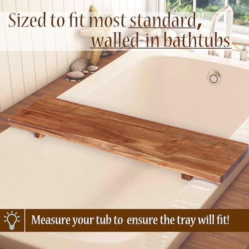 Premium Acacia Wood Bathtub Tray Caddy with Adjustable Legs, Minimalistic Design Bath Tray for Tub, Bathtub Accessories, Fit Standard and Against Wall Bath Tubs, Gift Idea for Women - color: Acacia-brown, size: 29.5"×9"×2"