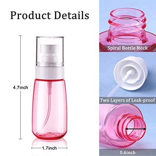 Cosywell Travel Spray Bottle TSA Approved 2oz 60ml 6 Pack Leak Proof Travel Spray Bottle Empty Small Spray Bottles for Perfume Essential Oils Toners Rose Water Cosmetics (6PCS-2PinkBlue2Clear) - color: 6 Pink×2+Blue×2+Clear×2, size: 2 oz