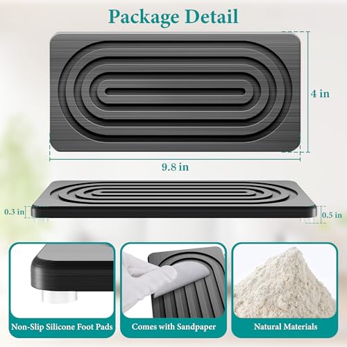 Water Absorbing Stone Tray, Quick Drying Diatomite Bathroom Tray Countertop, Stone Drying Mat for Kitchen Counter, Soap Dish Dispenser Vanity Organizer, Dark Grey-A-9.8" x 4" - color: 9.8" X 4"-dark Grey-a
