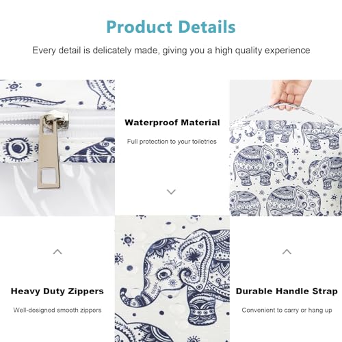 Mossio Hanging Toiletry Bag with Sturdy Hook - Large Portable Cosmetic Makeup Travel Organizer for Men & Women - color: Elephant B