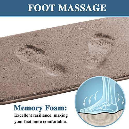 H.VERSAILTEX Bath Mat Memory Foam Set Bathroom Rug Set Flannel Velvety Bath Mat Luxury Extra Soft and Absorbent Non Slip Rugs for Bathroom/Bedroom Washable(2 Pack- 20"x 32"/ 17"x 24", Taupe) - color: Taupe, size: 20" x 32" Plus 17" x 24"