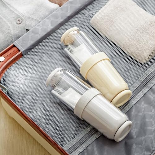 Toothbrush Cup with Cover, Travel Toothbrush Case Portable Toothbrush Holder for Traveling Business Camping School Bathroom (Beige) - color: Beige